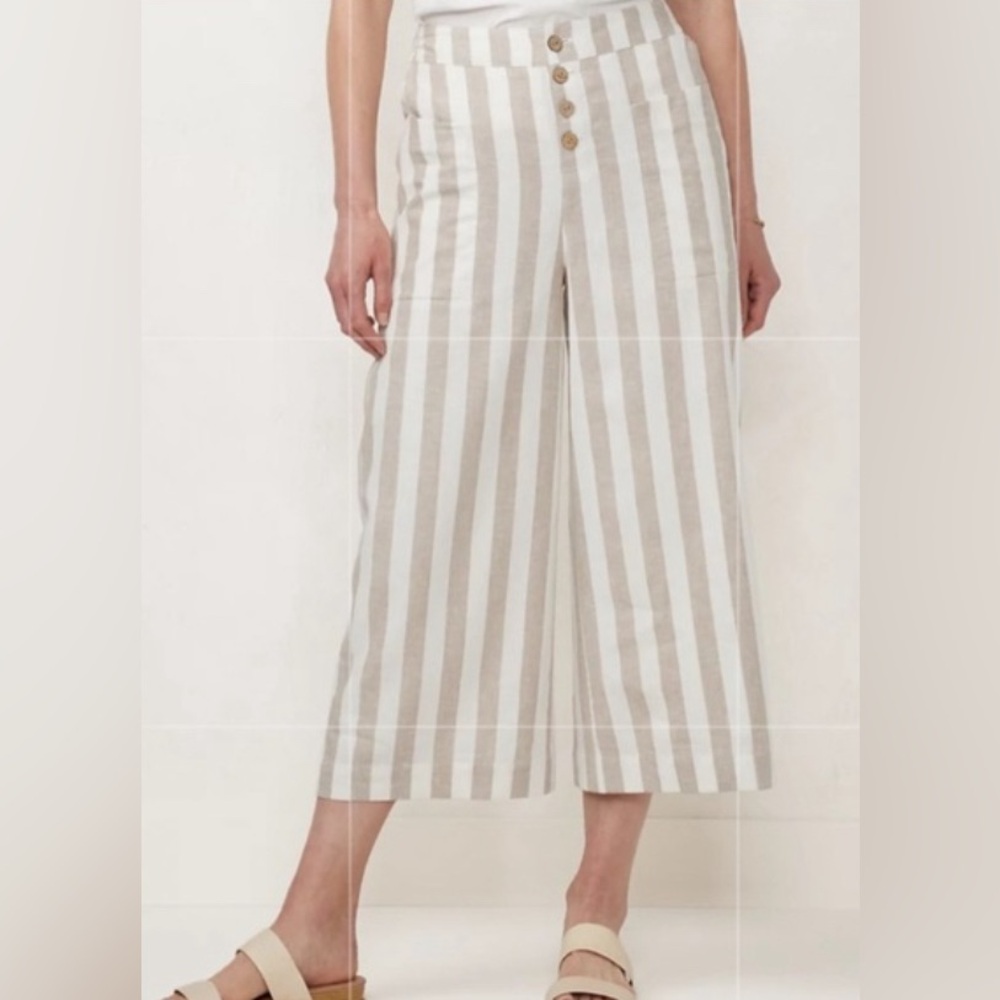 💜LC Lauren Conrad high waist wide leg cropped linen blend pants size xs